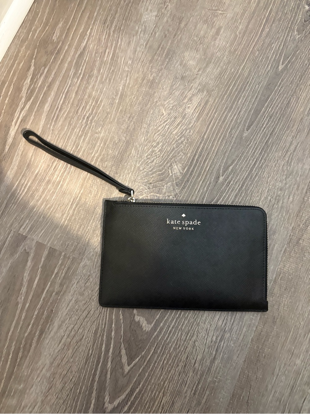 kate spade Black Leather Zip Wristlet Pouch